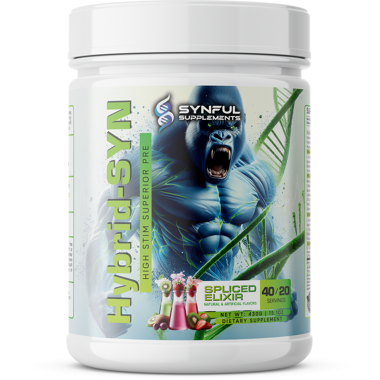 Hybrid-Syn: Extreme Pre Workout | Superior Pre Workout | 40 Servings | Synful Supplements